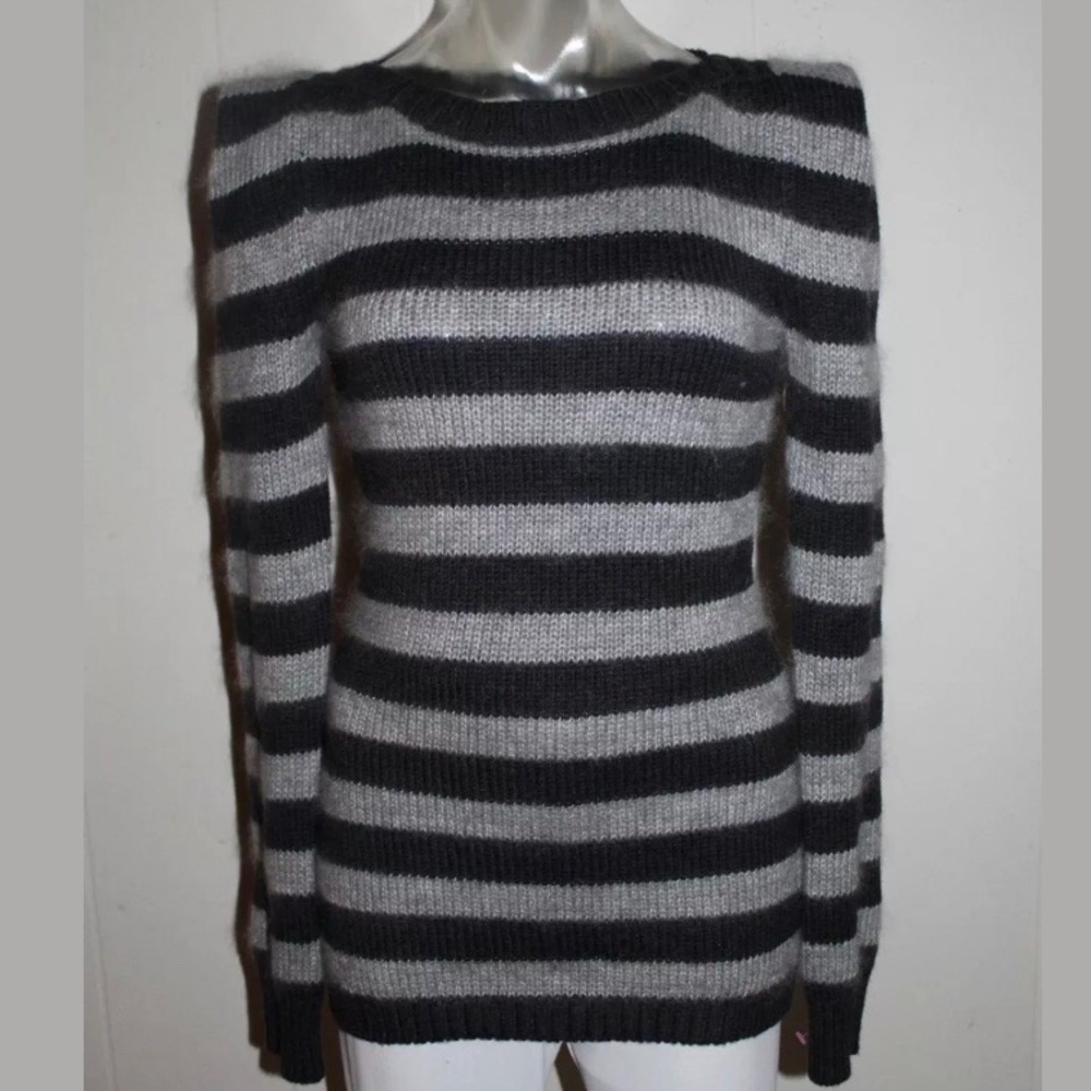 Theory Striped Fuzzy Mohair Sweater Size Small